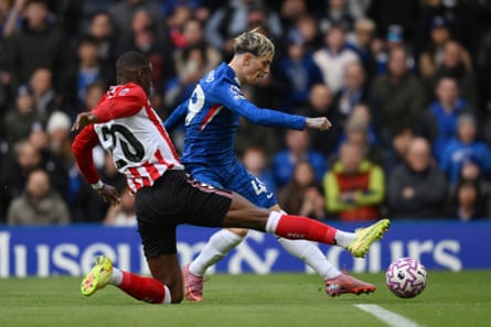 Alejandro Garnacho of Chelsea scores the opening goal, his first for the club.