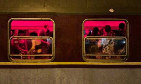 passengers dancing on the Techno Train