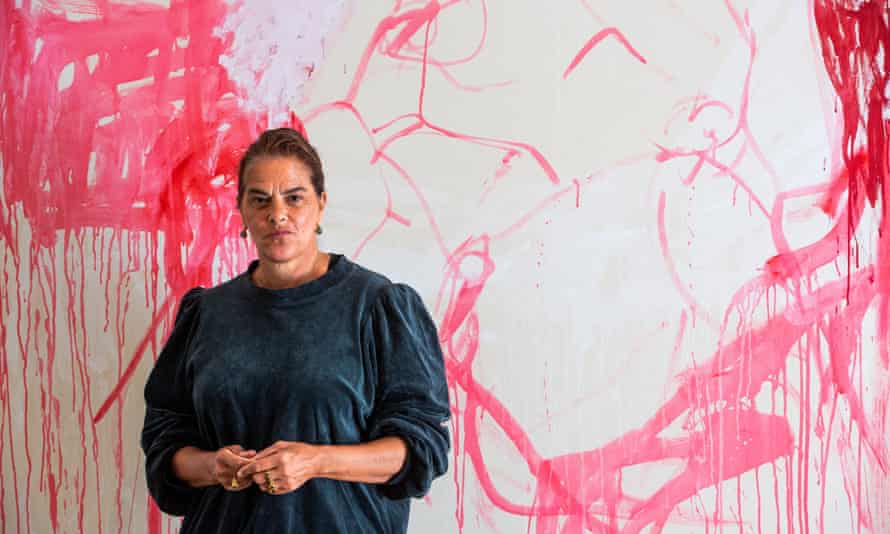 Emin in front of her work Wet