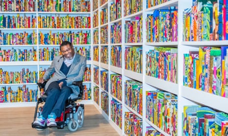 Yinka Shonibare with his installation The British Library in Tate Modern, south-east London