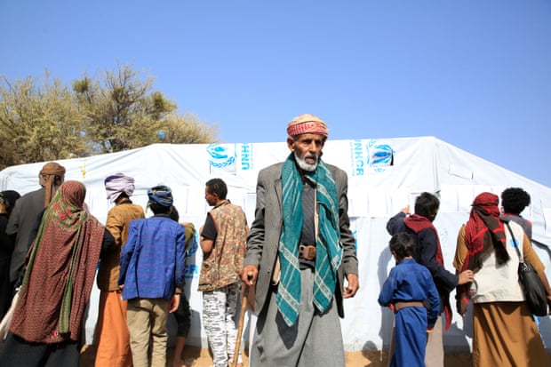 Yemenis gather at a camp for internally displaced persons near Sana’a, 30 July 2022. By March 2022, an estimated 4.3 million Yemenis had been displaced by fighting.