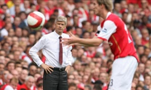 Wenger looks on during Arsenal’s first Premier League game at the new Emirates Stadium in 2006. ‘I felt as if I’d built the training centre and the stadium myself brick by brick.’