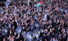 Commemoration ceremony in Tehran for Iranian president Raisi<br>TEHRAN, IRAN - MAY 20: People holding photos gathering at Valiasr Square mourn the death of Iranian President Ebrahim Raisi, Foreign Minister Hussein Amir Abdollahian and other Iranian officials in a helicopter crash on Sunday in Iran, during a ceremony in Tehran on May 20, 2024.. (Photo by Fatemeh Bahrami/Anadolu via Getty Images)