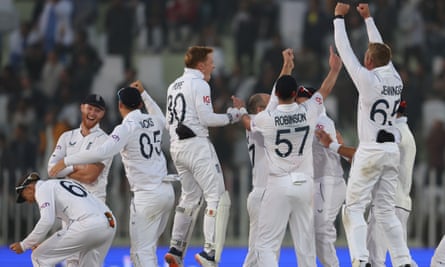 Ben Stokes and his England team-mates celebrated their victory by taking the final wicket in the first Test in Pakistan last month.