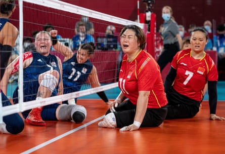 Joy for the US and despair for China is etched across the athletes’ faces during the sitting volleyball.