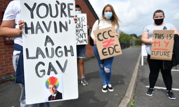 Students from Codsall community high school in Staffordshire protest during last year’s A-levels fiasco