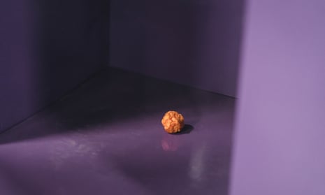 Still from the TV show Chicken Nugget shows a lone chicken nugget in a kind of Milk Tray/Silk Cut advert scenario.