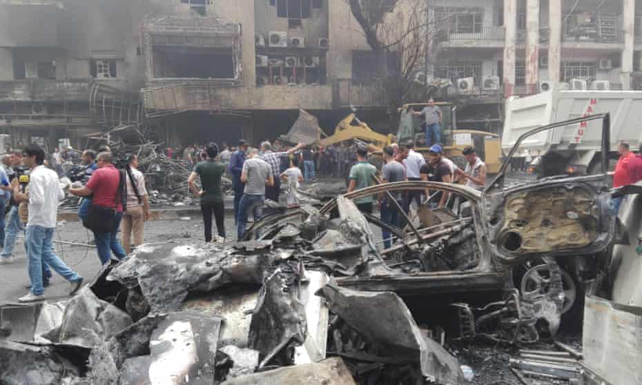 The aftermath of a car bomb attack in the Karrada-Dakhil district of Baghdad in July 2016.