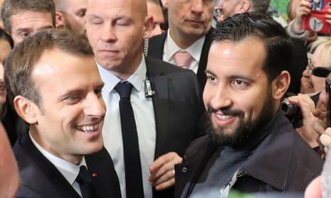 President Macron with Élysée Palace senior security officer Alexandre Benalla
