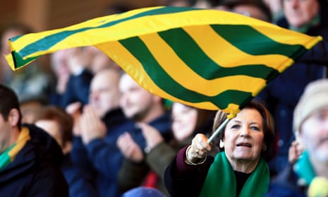 Norwich City’s joint majority shareholder Delia Smith with the fans at Carrow Road in January.