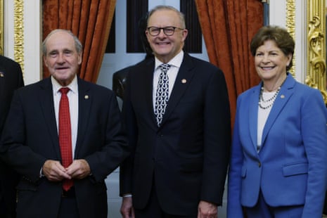 Anthony Albanese with US senators Jim Risch (left) and Jeanne Shaheen.