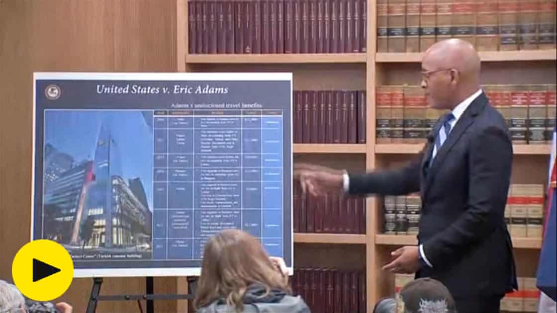 Eric Adams alleged misconduct a 'grave breach' of public trust, says federal prosecutor – video