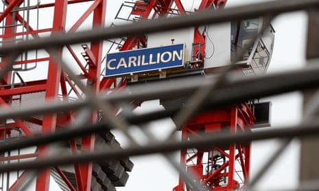 Carillion logos are seen on cranes at a building site in London, Britain January 15, 2018. 