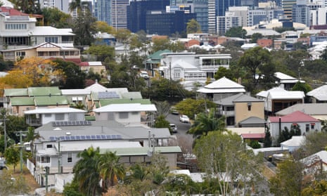 Brisbane housing with CBD in background