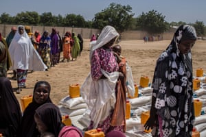 Thousands of people displaced by conflict in northeastern Nigeria have taken refuge in Maiduguri.