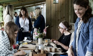 Women around a table a country retreat