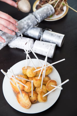 Roast potatoes … perfect for dipping in cascades of cheese.