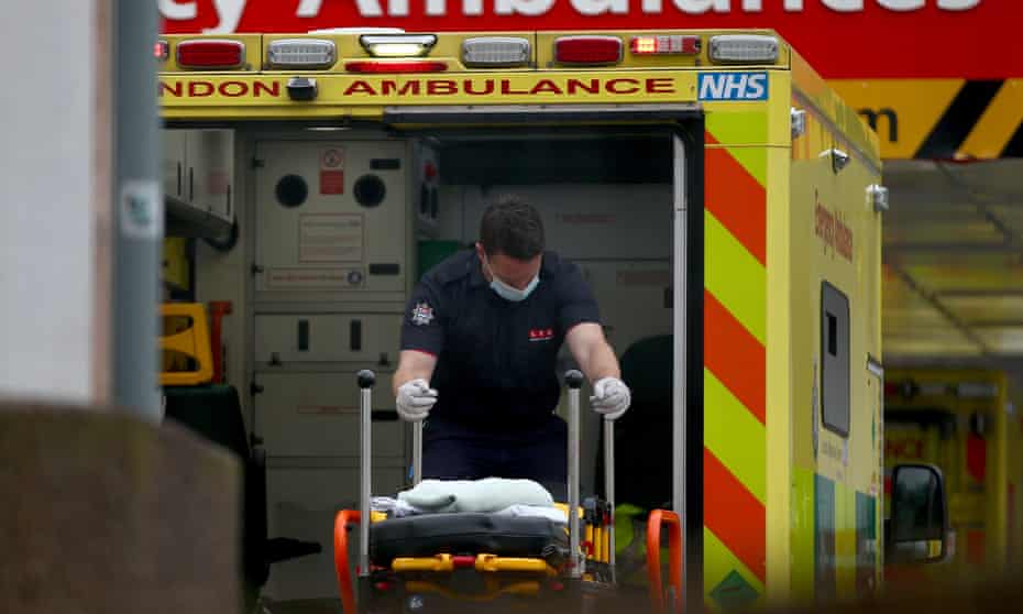A paramedic outside St Thomas’ hospital in London