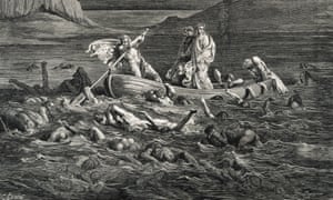 Dante and Virgil cross the Styx river in Gustave Doréâs interpretation of the poetâs vision of hell