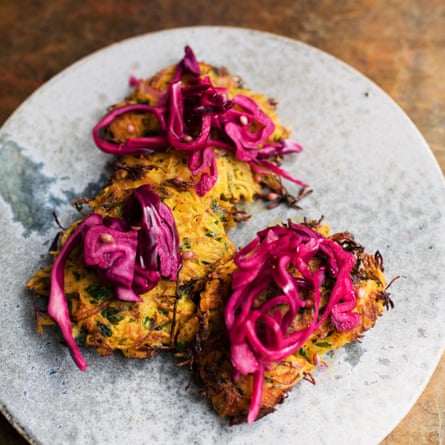 Butternut rosti with pickled cabbage.
