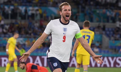 England’s Harry Kane celebrates after opening the scoring.