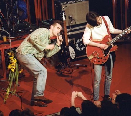 Morrissey and Johnny Marr during the Smiths’ performance on The Tube, 1984.
