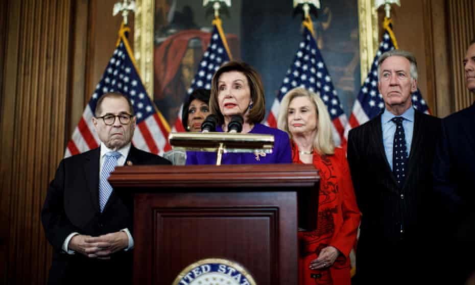 Nancy Pelosi announces articles of impeachment against Donald Trump on December 10 2019.