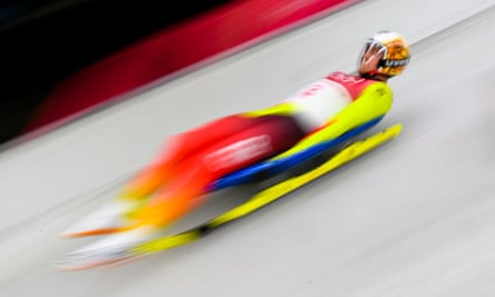 Germany’s Johannes Ludwig competes in the men’s luge singles run 2 during the PyeongChang 2018 Winter Olympic Games.
