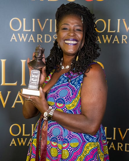 ‘It’s a joy’ ... Sharon D Clarke poses with her award for best actress in Death of a Salesman during the Olivier awards 2020.
