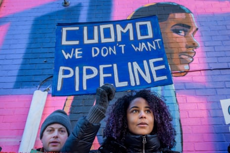 Protesters oppose a pipeline proposed to travel through Brooklyn.