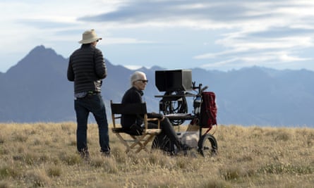 Jane Campion with associate producer Phil Jones during the filming of The Power of the Dog.