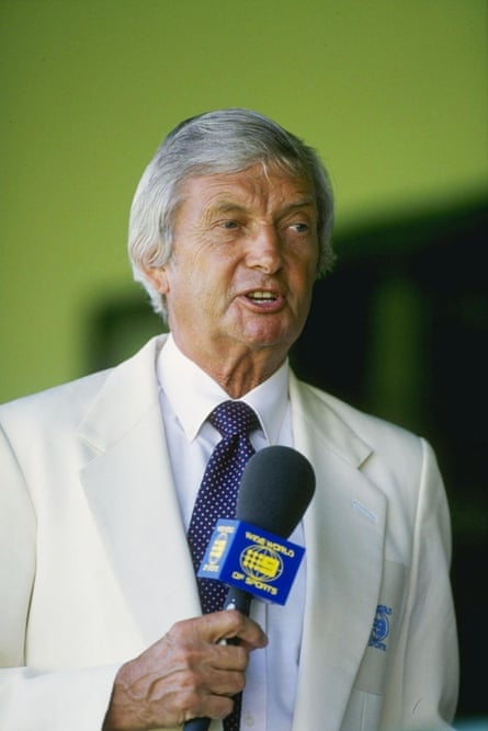 A portrait of cricket commentator Richie Benaud.