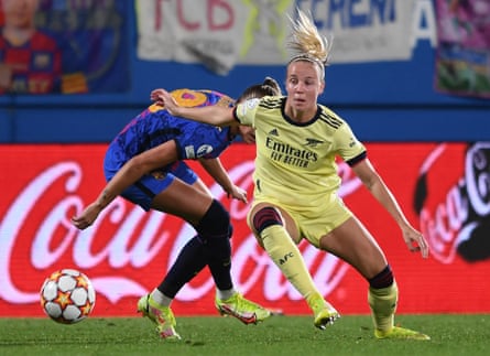 Beth Mead in action during Arsenal’s Champions League defeat at Barcelona.