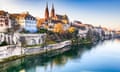 Basel, Swizterland - Munster Cathedral<br>Basel, Switzerland. Rhine River and Munster Cathedral, Swiss Confederation medieval city.