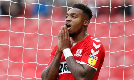 Britt Assombalonga reacts after missing a chance at the Riverside.