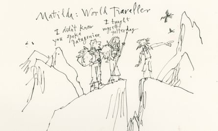 Matilda illustration by Quentin Blake as a world traveller