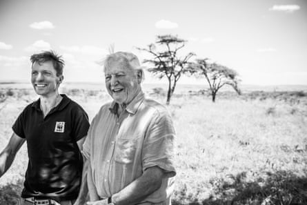 David Attenborough filming A Life on Our Planet with Colin Butfield in 2018