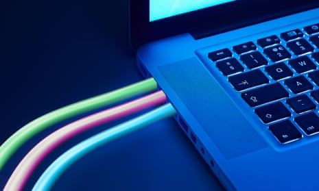 Laptop with fibre optic cables