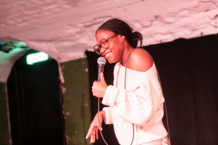 Ayoade Bamgboye performing at Edinburgh fringe in 2025.