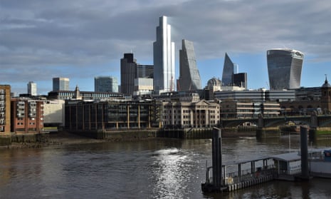 The City of London skyline during the second month-long national lockdown in England.