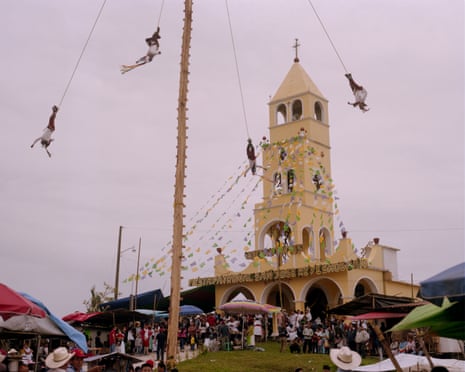 Voladores perform during the patron festivity in Reyesogpan de Hidalgo, Cuetzalan del Progreso