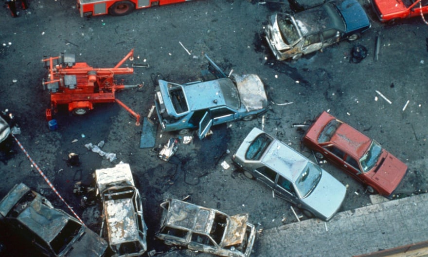 The aftermath of the car bomb which killed anti-mafia judge Paulo Borsellino in Palermo in 1992.