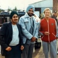 Del Singh enjoying his time on the set of Octopussy with Kabir Bedi and Roger Moore.