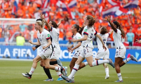 USA celebrate beating the Netherlands in the 2019 women's world cup final