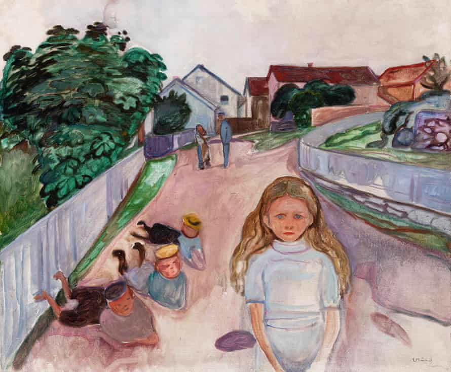 エドヴァルド・ムンクによる、1901年から1903年のÅsgårdstrandの路上で遊ぶ子供たち