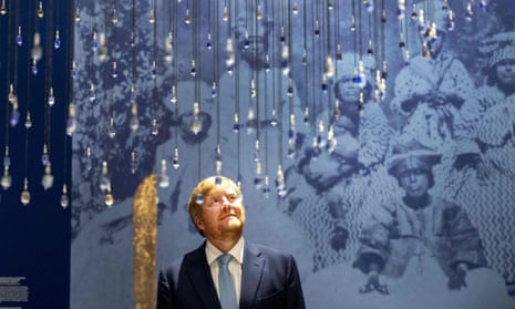 King Willem-Alexander of the Netherlands at the opening of the Slavery exhibition in the Rijksmuseum, Amsterdam in May 2021. 