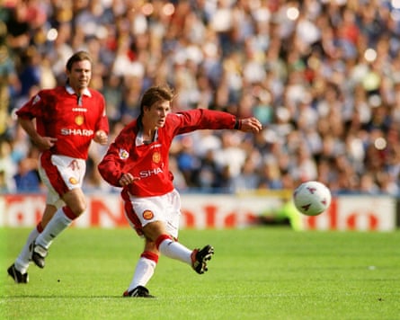 David Beckham scores against Wimbledon in 1996