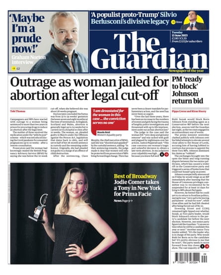 Guardian front page, Tuesday 13 June 2023