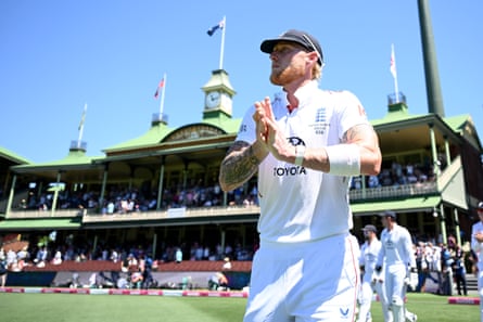 Ben Stokes leads England out on to the field on the final day in Sydney.