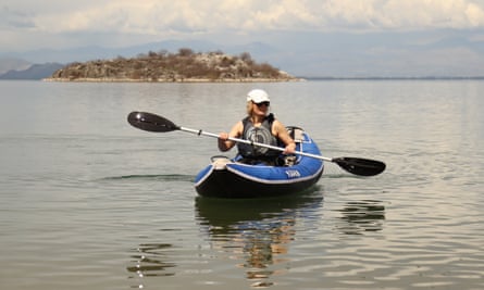 woman in kayak on Lake Skadar